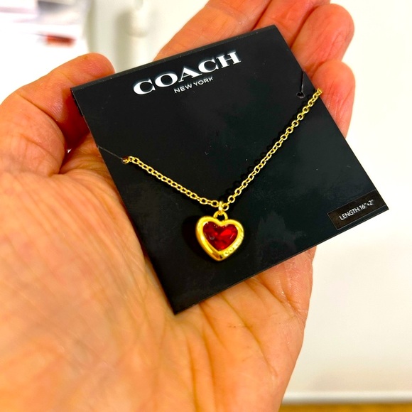 Coach Gold Necklace with Red Heart Pendant - Picture 6 of 6